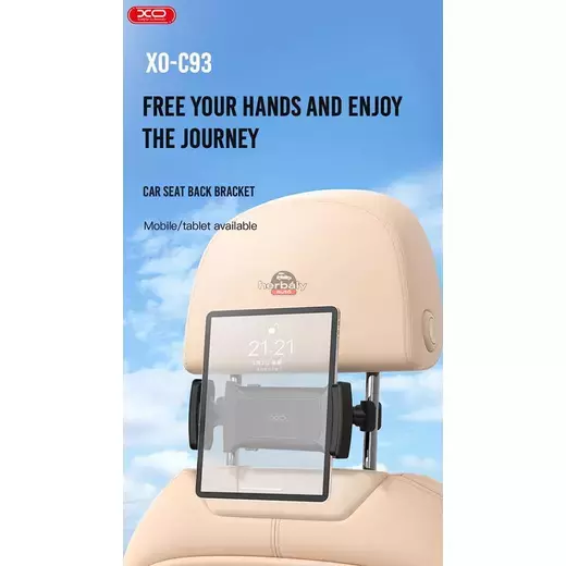 XO univerzális fejtámlára szerelhető telefon/tablet autós tartó 4,7 - 12,9, méretű készülékekhez - XO C93 Car Rear Seat Tablet Holder - fekete