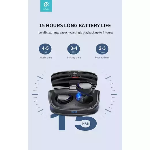 Devia TWS Bluetooth sztereó headset v5.0 + töltőtok - Devia Joy A9 Game Series True Wireless Earphones with Charging Case - fekete