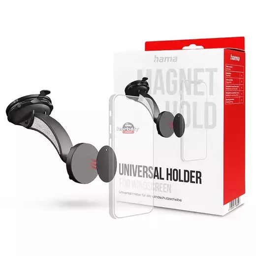 HAMA univerzális műszerfalra/szélvédőre helyezhető mágneses autós tartó - HAMA Magnet Alu Universal Car Holder - fekete