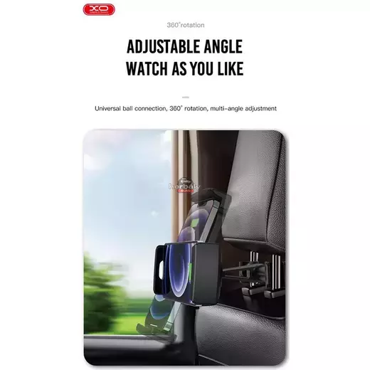 XO univerzális fejtámlára szerelhető telefon/tablet autós tartó 4,7 - 12,9, méretű készülékekhez - XO C93 Car Rear Seat Tablet Holder - fekete