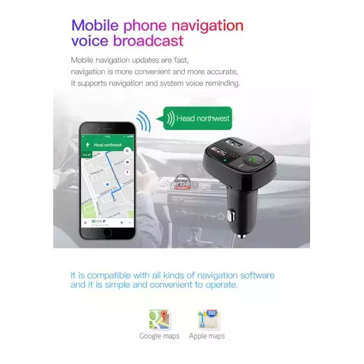 Devia Bluetooth FM-transmitter/szivargyújtó töltő - 2xUSB + MP3/WMA/WAV/Flac + Pendrive/TF-kártyaolvasó - Devia Smart Series - fekete