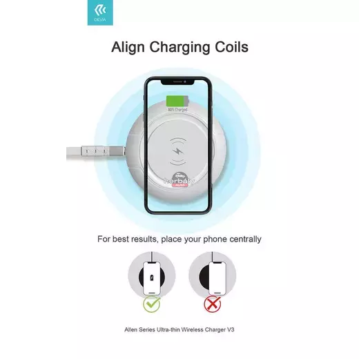 Devia Qi univerzális vezeték nélküli töltő állomás - 15W - Devia Allen Series V3Ultra-Thin Wireless Charger - fehér