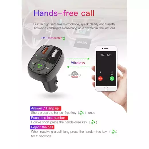 Devia Bluetooth FM-transmitter/szivargyújtó töltő - 2xUSB + MP3/WMA/WAV/Flac + Pendrive/TF-kártyaolvasó - Devia Smart Series - fekete