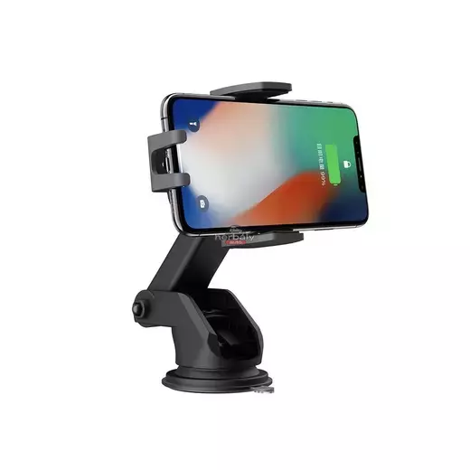 Devia szellőzőrácsba illeszthető / műszerfalra ragasztható vezeték nélküli autóstöltő/tartó - 5V/2A - Devia Navigation Wireless Charger Car Mount - 10W - Qi szabványos - fekete