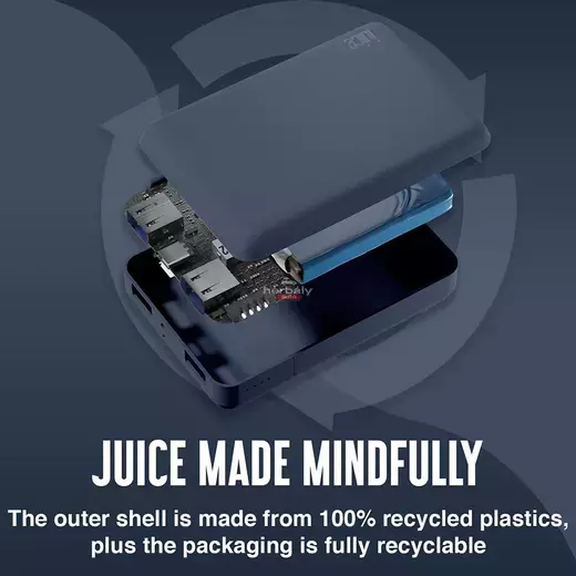 Univerzális hordozható, asztali akkumulátor töltő - Juice ECO 3 Power Bank - 2xUSB +Type-C - 10.000 mAh - sötétkék