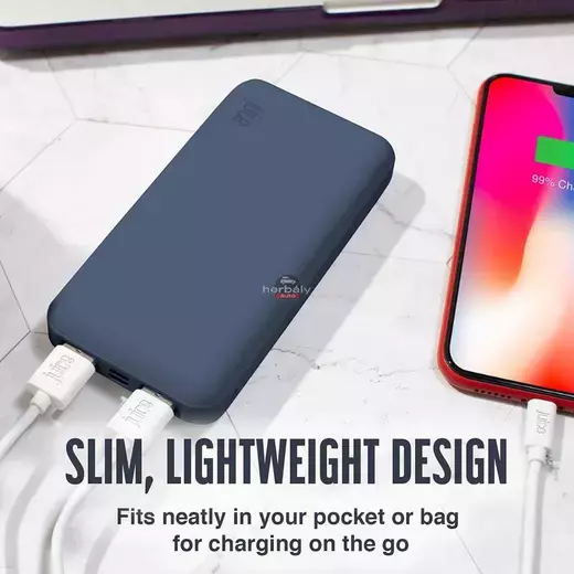 Univerzális hordozható, asztali akkumulátor töltő - Juice ECO 3 Power Bank - 2xUSB +Type-C - 10.000 mAh - sötétkék