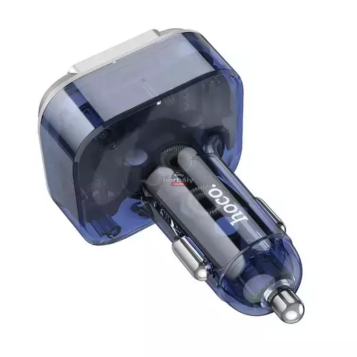 HOCO Bluetooth FM-transmitter/szivargyújtó töltő - 2xUSB + AUX + MP3 + PD30W + QC 3.0 - HOCO E75 - ezüst