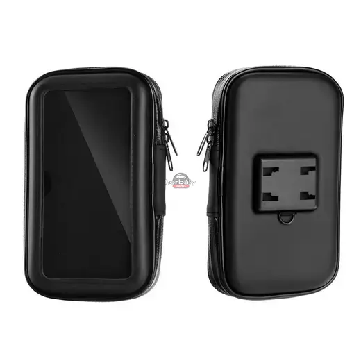 Univerzális kerékpárra/motorkerékpárra szerelhető, por- és cseppálló telefontartó 6.4-8'' méretű készülékekhez - fekete Univerzális kerékpárra/motorkerékpárra szerelhető, por- és cseppálló telefontartó 6.4-8'' méretű készülékekhez - fekete