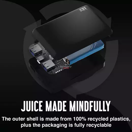 Univerzális hordozható, asztali akkumulátor töltő - Juice ECO 3 Power Bank - 2xUSB + Type-C - 10.000 mAh - fekete