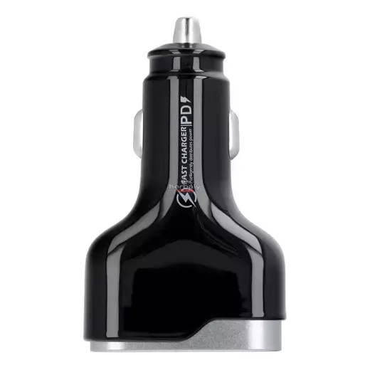 Quad szivargyújtó töltő adapter USB + Type-C bemenettel - 83W - Quad CC53-1A1C Car Charger PD 65W + QC 3.0 - fekete