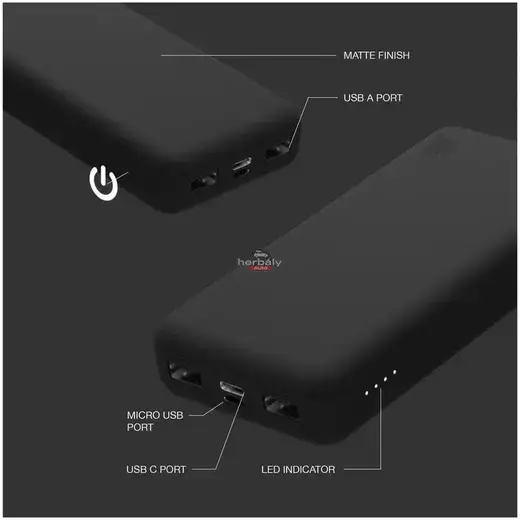 Univerzális hordozható, asztali akkumulátor töltő - Juice ECO MAX Power Bank - 2xUSB + Type-C - 20.000 mAh - fekete