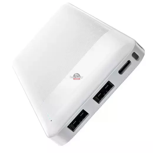 Univerzális hordozható, asztali akkumulátor töltő - HOCO J72 Power Bank - 2xUSB + Type-C + micro USB - 10.000 mAh - fehér