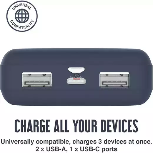 Univerzális hordozható, asztali akkumulátor töltő - Juice ECO 3 Power Bank - 2xUSB +Type-C - 10.000 mAh - sötétkék