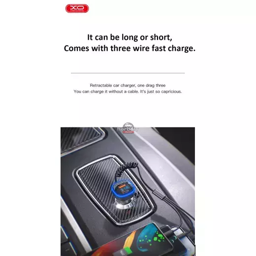 XO Bluetooth FM-transmitter/szivargyújtó töltő - USB + Type-C + MP3/FLAC/APE + Pendrive/TF-kártyaolvasó - XO BCC07 3in1 Car Charger - fekete