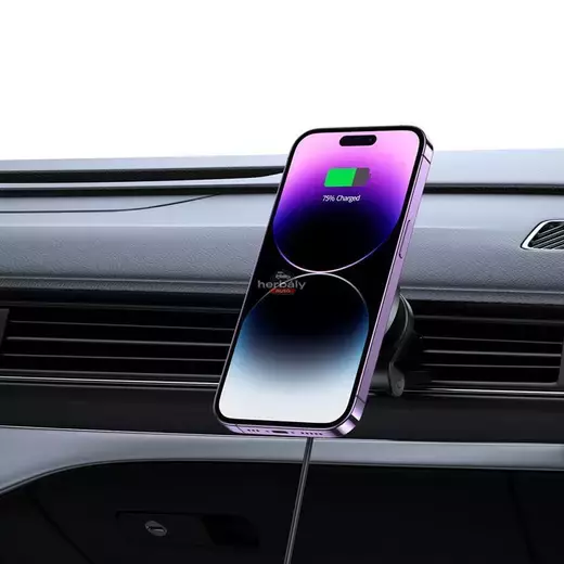 Tech-Protect Qi vezeték nélküli, szellőzőrácsba illeszthető autós tartó/gyorstöltő MagSafe vezeték nélküli funkcióval - Tech-Protect MM15W-V5 - fekete