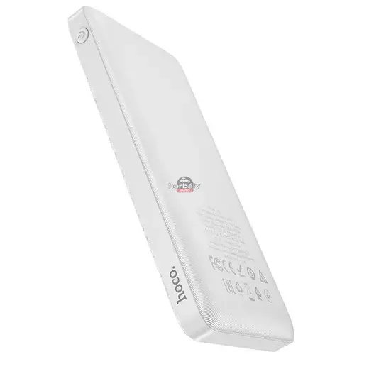 Univerzális hordozható, asztali akkumulátor töltő - HOCO J72 Power Bank - 2xUSB + Type-C + micro USB - 10.000 mAh - fehér
