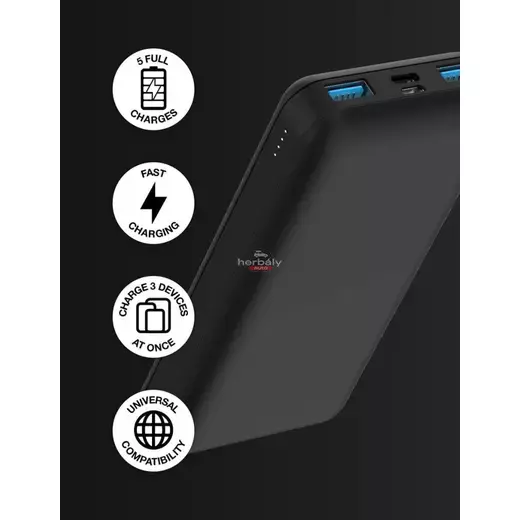 Univerzális hordozható, asztali akkumulátor töltő - Juice ECO 5 Power Bank - 2xUSB + Type-C - 15.000 mAh - fekete