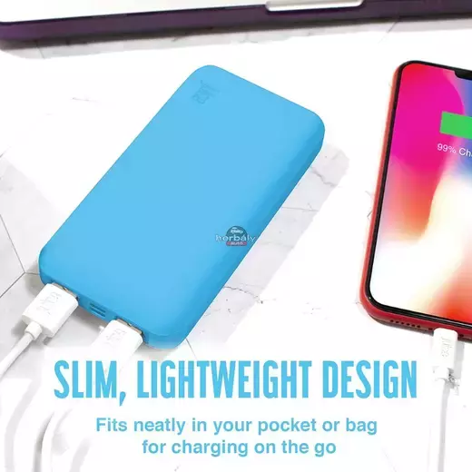 Univerzális hordozható, asztali akkumulátor töltő - Juice ECO 3 Power Bank - 2xUSB +Type-C - 10.000 mAh - világos kék