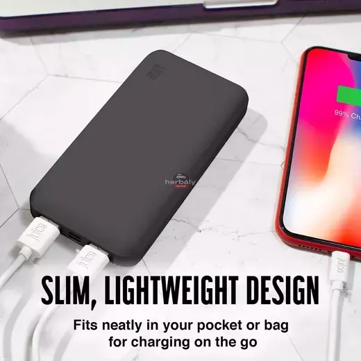 Univerzális hordozható, asztali akkumulátor töltő - Juice ECO 3 Power Bank - 2xUSB + Type-C - 10.000 mAh - fekete