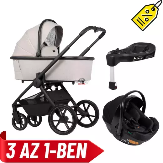 VENICCI Tinum Edge multifunkcionális babakocsi 3 az 1-ben (Teljes Utazási Rendszercsomag) bézs, akciós csomag