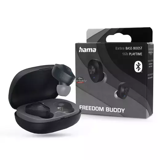 HAMA TWS Bluetooth sztereó headset v5.3 + töltőtok - HAMA Freedom Buddy True Wireless Earphones with Charging Case - fekete