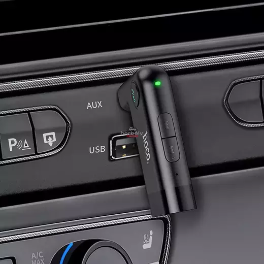 HOCO Bluetooth vezeték nélküli AUX vevőegység - HOCO E53 In-Car AUX Wireless Receiver - fekete