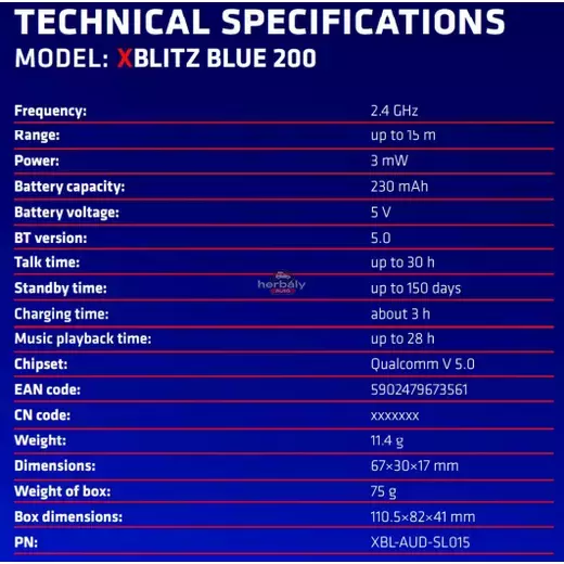 Xblitz BLUE 200 vezeték nélküli fejhallgató, fekete/kék Xblitz BLUE 200 vezeték nélküli fejhallgató, fekete/kék