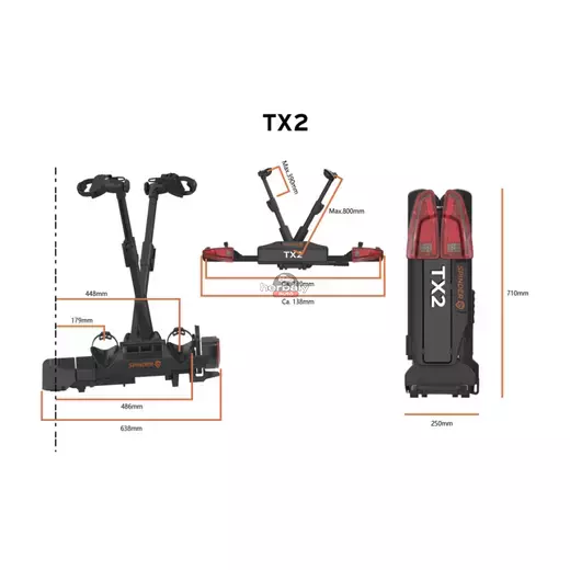Spinder TX2 LED S30011 E-bike kerékpárszállító vonóhorogra, fekete