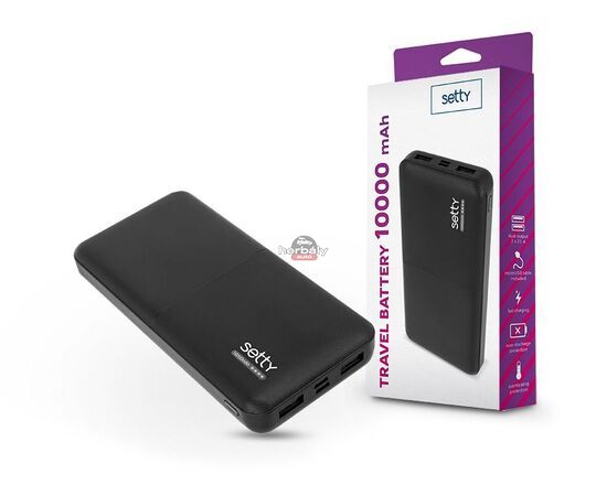 Setty univerzális hordozható, asztali akkumulátor töltő - Setty Power Bank - 2xUSB - 10.000 mAh - fekete