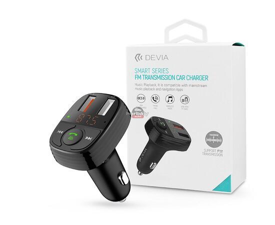 Devia Bluetooth FM-transmitter/szivargyújtó töltő - 2xUSB + MP3/WMA/WAV/Flac + Pendrive/TF-kártyaolvasó - Devia Smart Series - fekete