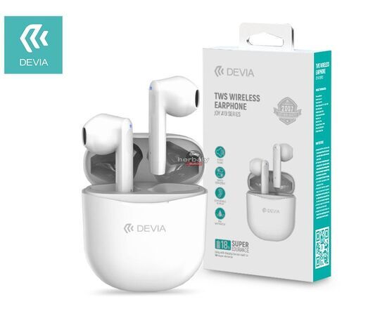 Devia TWS Bluetooth sztereó headset v5.0 + töltőtok - Devia Joy A10 Series True Wireless Earphones with Charging Case - fehér