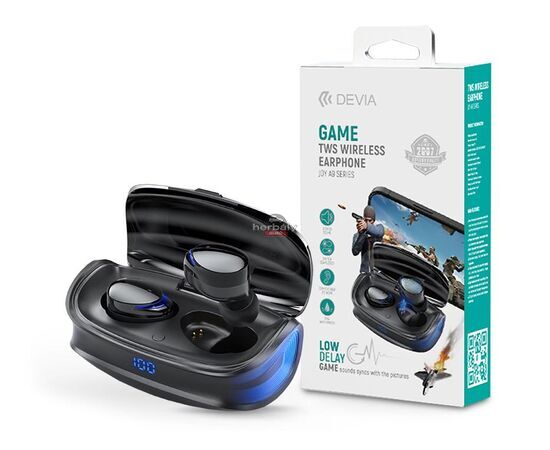 Devia TWS Bluetooth sztereó headset v5.0 + töltőtok - Devia Joy A9 Game Series True Wireless Earphones with Charging Case - fekete