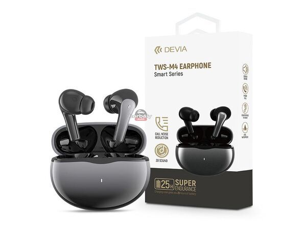Devia TWS Bluetooth sztereó headset v5.2 + töltőtok - Devia TWS-M4 Earphone TrueWireless Earphones with Charging Case - szürke