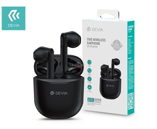 Devia TWS Bluetooth sztereó headset v5.0 + töltőtok - Devia Joy A10 Series True Wireless Earphones with Charging Case - fekete