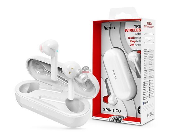 HAMA TWS Bluetooth sztereó headset v5.0 + töltőtok - HAMA Spirit Go True Wireless Earphones with Charging Case - fehér
