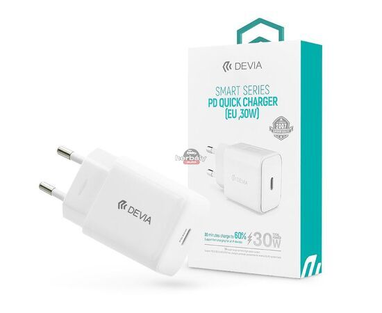 Devia hálózati töltő adapter Type-C bemenettel - 30W - Devia Smart Series PD3.0 Quick Charger - fehér