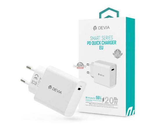 Devia hálózati töltő adapter Type-C bemenettel - 20W - Devia Smart Series PD3.0 Quick Charger - fehér