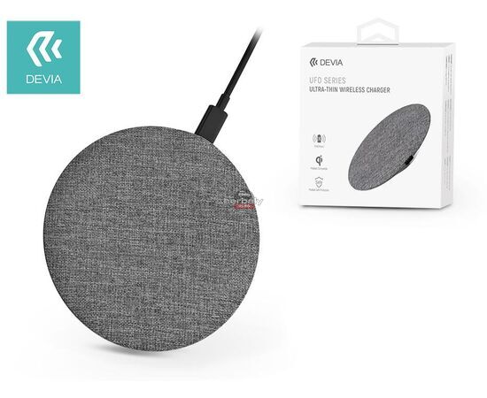 Devia Qi univerzális vezeték nélküli töltő állomás - 15W - Devia UFO Series Ultra Thin Wireless Charger - szürke