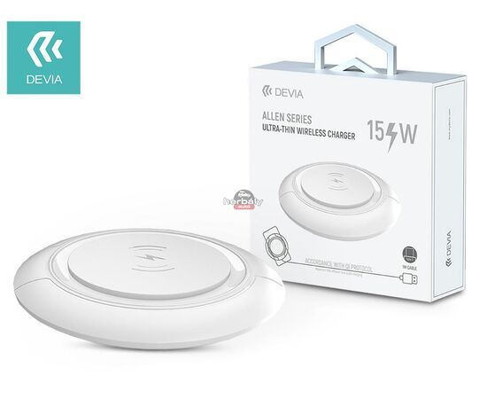 Devia Qi univerzális vezeték nélküli töltő állomás - 15W - Devia Allen Series V3Ultra-Thin Wireless Charger - fehér