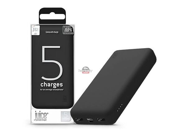 Univerzális hordozható, asztali akkumulátor töltő - Juice ECO 5 Power Bank - 2xUSB + Type-C - 15.000 mAh - fekete
