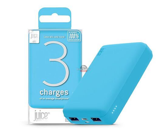 Univerzális hordozható, asztali akkumulátor töltő - Juice ECO 3 Power Bank - 2xUSB +Type-C - 10.000 mAh - világos kék