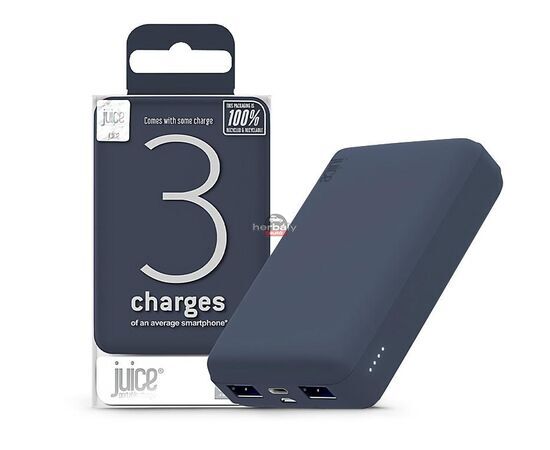 Univerzális hordozható, asztali akkumulátor töltő - Juice ECO 3 Power Bank - 2xUSB +Type-C - 10.000 mAh - sötétkék