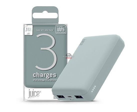 Univerzális hordozható, asztali akkumulátor töltő - Juice ECO 3 Power Bank - 2xUSB +Type-C - 10.000 mAh - éjfekete zöld