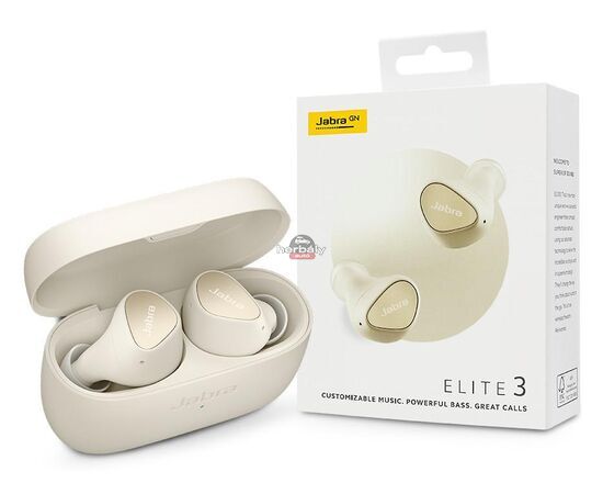 Jabra TWS Bluetooth sztereó headset v5.2 + töltőtok - Jabra Elite 3 True Wireless Earphones with Charging Case - bézs