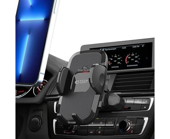 Univerzális CD-lejátszóba illeszhető PDA/GSM autós tartó - Tech-Protect Universal CD Car Mount V3 - fekete