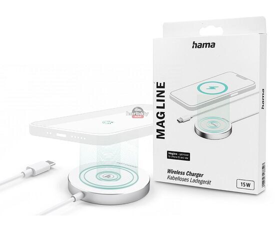 HAMA Qi MagSafe vezeték nélküli töltő állomás - 15W - HAMA Magline Wireless Charger - fehér