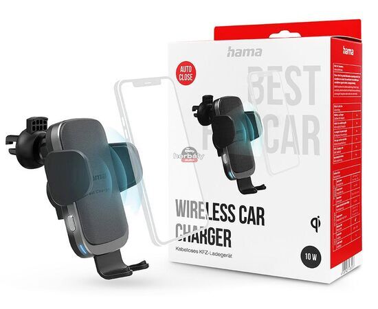 HAMA szellőzőrácsba illeszthető vezeték nélküli autós töltő/tartó - 10W - HAMA FC-10 Motion Wireless Car Charger - fekete