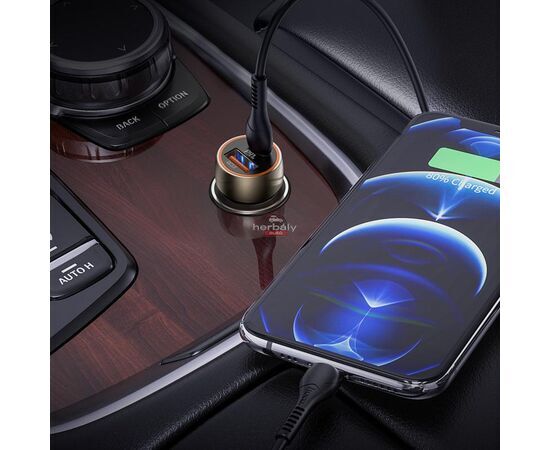 HOCO szivargyújtós töltő adapter USB + Type-C bemenettel + Lightning - Type-C kábel - 20W - HOCO Z46A Quick Car Charger Set PD 20W + QC 3.0 - fekete
