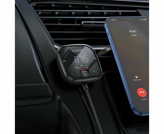 HOCO Bluetooth FM-transmitter/autós kihangosító - USB + MP3 + AUX + kártyaolvasó- Hoco E65 Wireless FM-Transmitter - fekete
