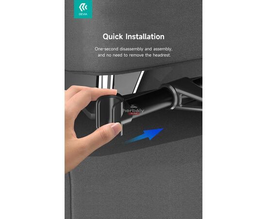 Devia univerzális fejtámlára szerelhető telefon/tablet autós tartó 5 - 12 '' méretű készülékekhez - Devia Magic Clip Car Back Seat Tablet Bracke - fekete